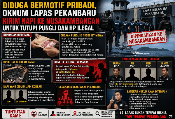 Diduga Bermotif Pribadi, KPLP Lapas Pekanbaru Kirim Napi ke Nusakambangan untuk Tutupi Pungli dan HP Ilegal