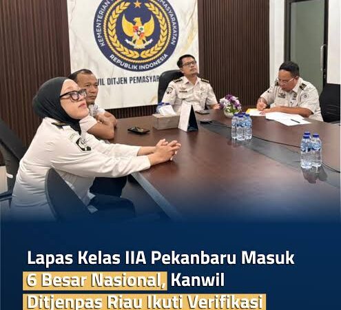 Ditjenpas Lakukan Verifikasi, Lapas Kelas IIA Pekanbaru Lolos di 6 Besar Nasional Lomba Klinik Terbaik