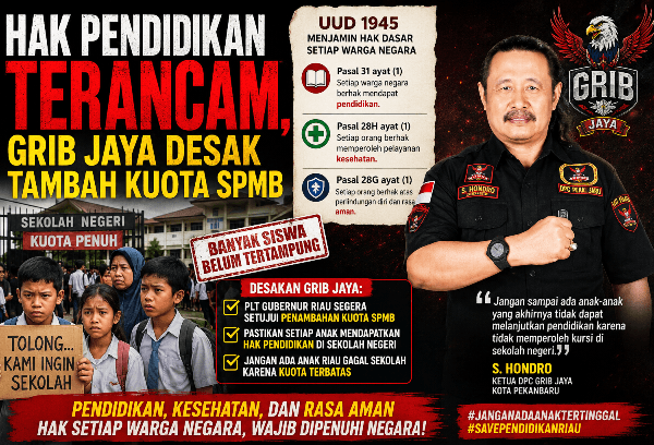 Hak Pendidikan Terancam, GRIB Jaya Desak Tambah Kuota SPMB