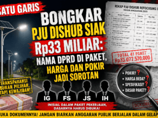 SATU GARIS Bongkar 41 Paket PJU Dishub Siak Rp33 Miliar, Nama DPRD dan Harga Satuan Dipertanyakan