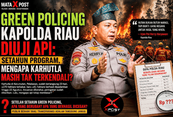 Green Policing Kapolda Riau Diuji Api: Setahun Program, Mengapa Karhutla Masih Tak Terkendali?