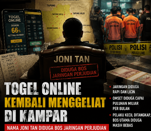 Togel Online Kembali Menggeliat di Kampar, Nama Joni Tan Diduga Bos Jaringan Perjudian