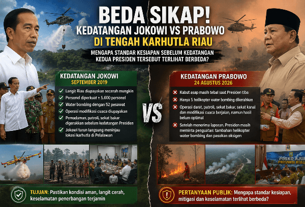 Dinilai Beda Sikap! Kedatangan Jokowi vs Prabowo di Tengah Karhutla Riau, Plt Gubernur, Kapolda Riau dan Pangdam Disorot Publik