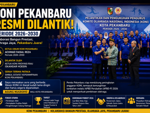 Wako Pekanbaru Agung Nugroho Hadiri Pengukuhan Pengurus KONI Periode 2026–2030, Dorong Kebangkitan Prestasi Olahraga