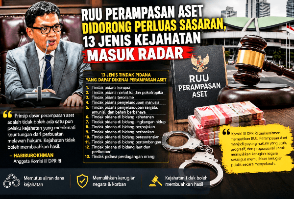 Komisi III DPR-RI Dorong RUU Perampasan Aset Perluas Sasaran, 13 Jenis Kejahatan Masuk Radar