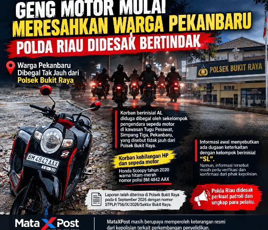 Geng Motor Mulai Meresahkan, Warga Pekanbaru Jadi Korban Begal: Polda Riau Didesak Bertindak