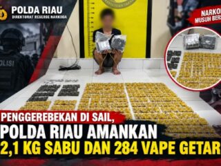 Penggerebekan di Sail, Polda Riau Amankan 2,1 Kg Sabu dan 284 Vape Getar