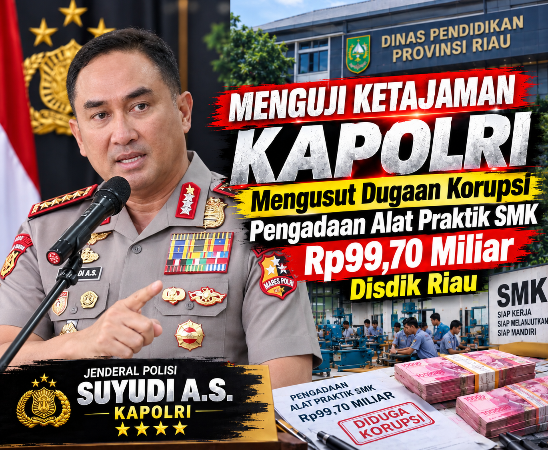 Menguji Ketajaman Kapolri Mengusut Dugaan Korupsi Pengadaan Alat Praktik SMK Rp99,70 Miliar Disdik Riau